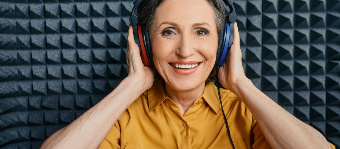 Hearing,Loss,Treatment.,Positive,Mature,Woman,Wearing,Audiometry,Headphones,While